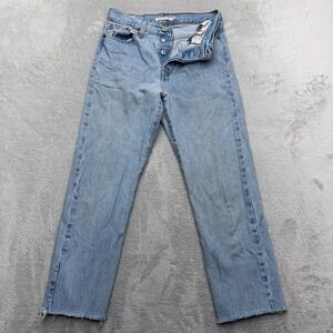 Levi's Jeans Womens 26 Blue Wedgie Straight High Rise Raw Hem Light Wash Denim
